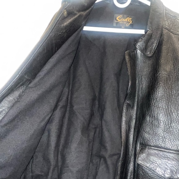 Vintage Scully Black Pebble Leather Flight Bomber Jacket Mens XL Flannel Lined - Picture 5 of 5